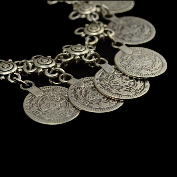 Vintage Antique Silver Charm Coin Anklet Beach Bracelet Foot Jewelry
