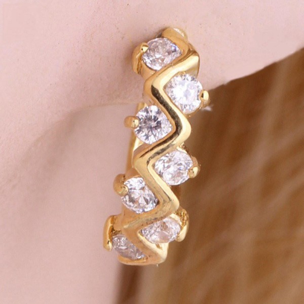 Kuniu Elegant Gold Plated Crystal Rhinestone Hoop Earrings For Women