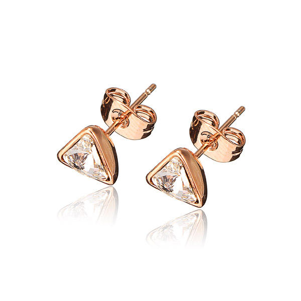 Cute Inlay Zircon Crystal Triangle Ear Stud Earrings Women Jewelry