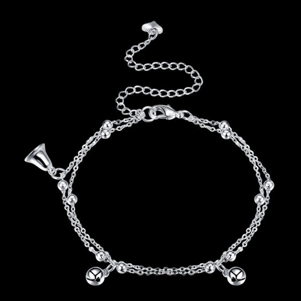 Women Jewelry Silver Plated Anklet Bell Pendant Metal Foot Chain