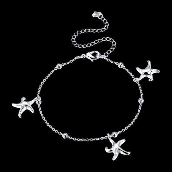 Women Jewelry Silver Plated Anklet Starfish Pendant Metal Ankle Bracelet