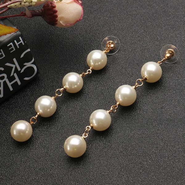 Elegant Tassel Ear Stud Long Pearl Pendant Earrings Women Jewelry