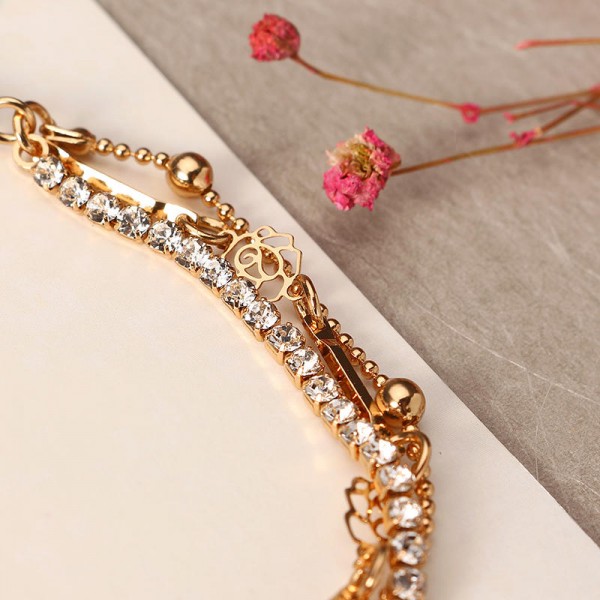 Multilayer Gold Plated Flower Anklet Metal Foot Chain Women Jewelry