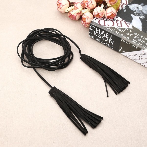 Simple Style Multilayer Twining Tassel Wool Black and White Anklet Barefoot Sandal