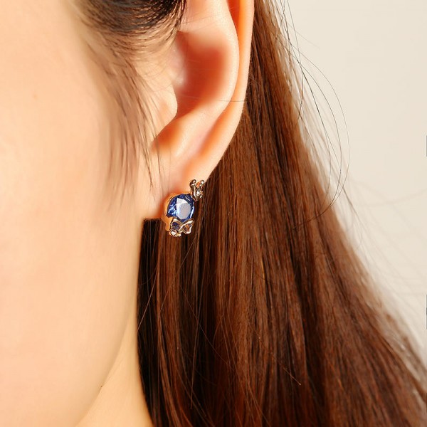 Punk Skull Crown Ear Stud Exquisite Zinc Alloy Rhinestones Earrings for Women