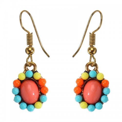  Rhinestone Bib Necklace Multicolor Flower Earrings Geometric Beads for Women