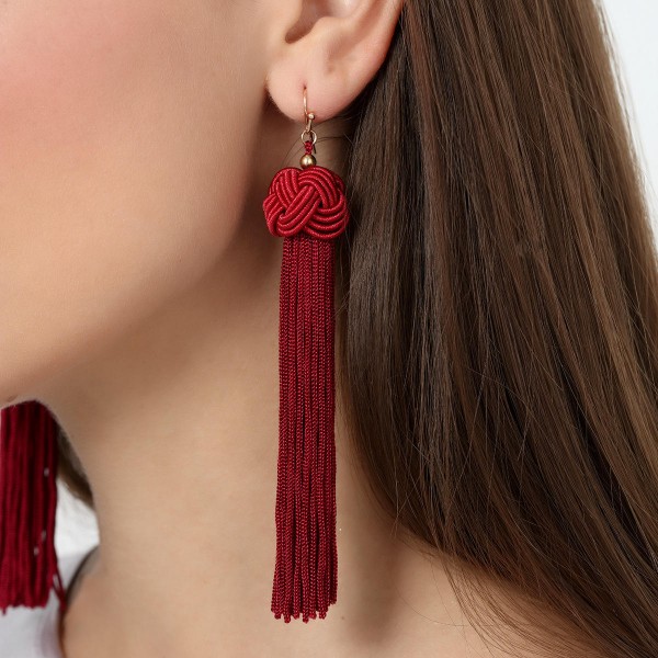  Hand-woven Braided Rope Knot Long Tassel Earrings Ethnic Jewelry for Women