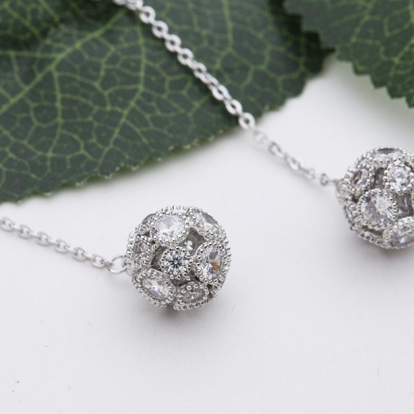 925 Sterling Silver Womens Earring Dazzling Zirconia Ball Drop Piercing Earrings for Women