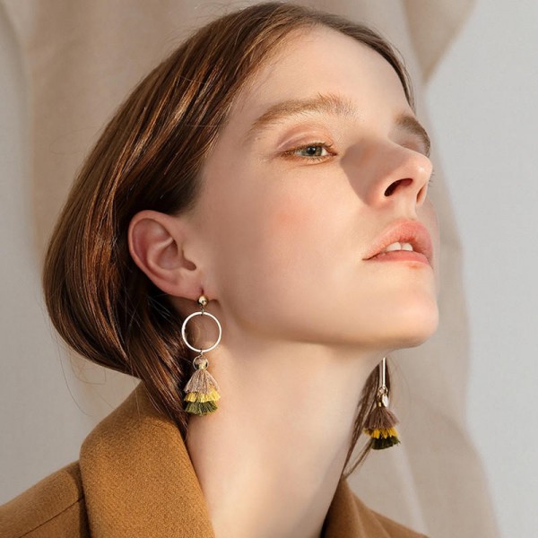  Women's Tassel Drop Earring Asymmetric Geometric Colorful Dangle Earrings Women Jewelry