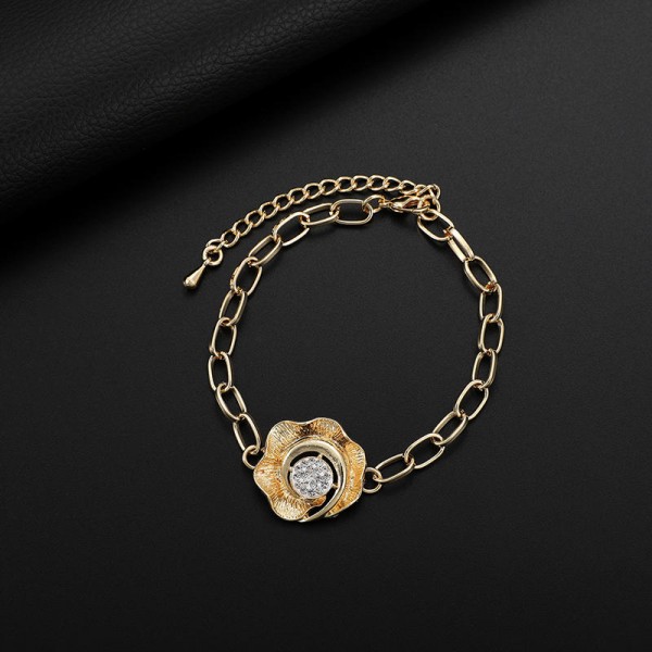 Luxury Bridal Jewelry Set Rhinestone 18K Gold Flower Charm Necklaces Earrings Jewelry for Women