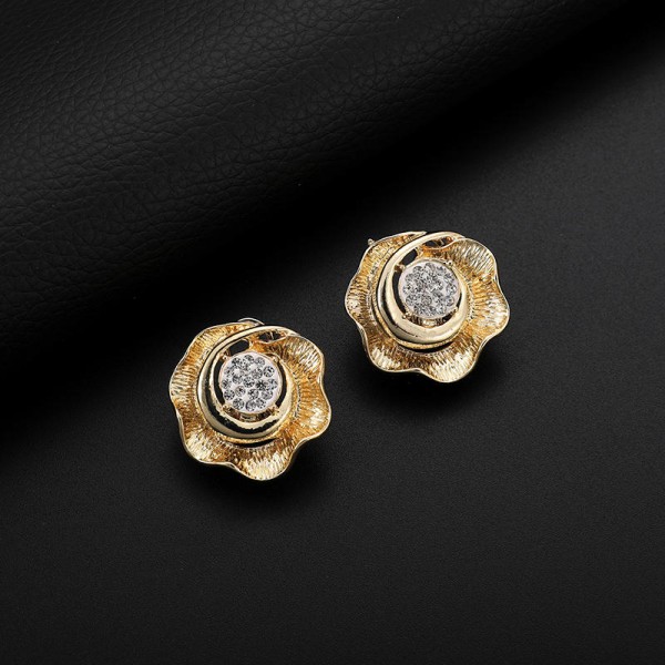 Luxury Bridal Jewelry Set Rhinestone 18K Gold Flower Charm Necklaces Earrings Jewelry for Women