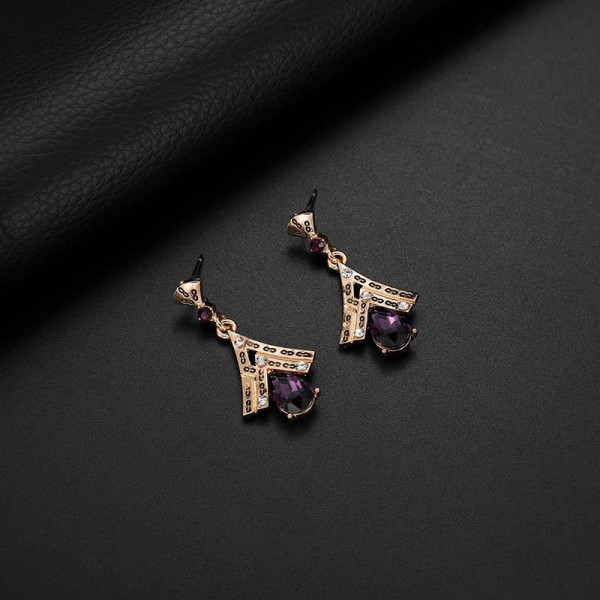 Luxury Purple Drop Geometric Jewelry Set Elegant Necklaces Earrings for Women