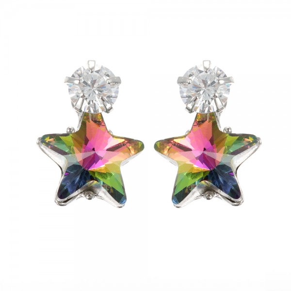 Simple Star Ear Stud Earring Dazzling Cubic Zirconia Star Crystal Piercing Earrings for Women