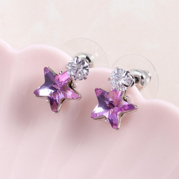 Simple Star Ear Stud Earring Dazzling Cubic Zirconia Star Crystal Piercing Earrings for Women