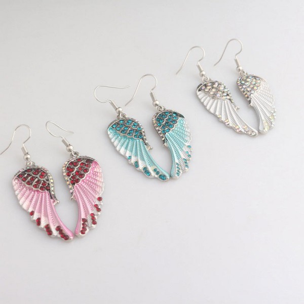 Cute Women's Earrings Angel Wings Rhinestone Alloy Dangle Earring Fashion Earrings for Women