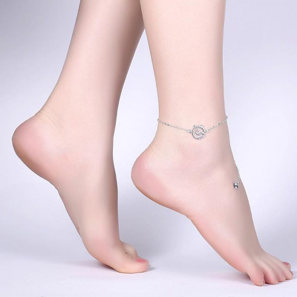 YUEYIN Trendy Silver Plated Cat Shape Brass Anklet Foot Chain Jewelry