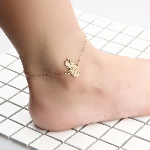 Classic Pineapple Gold Bracelet Anklet Barefoot Sandal Chain  Fruit Foot Anklet for Women