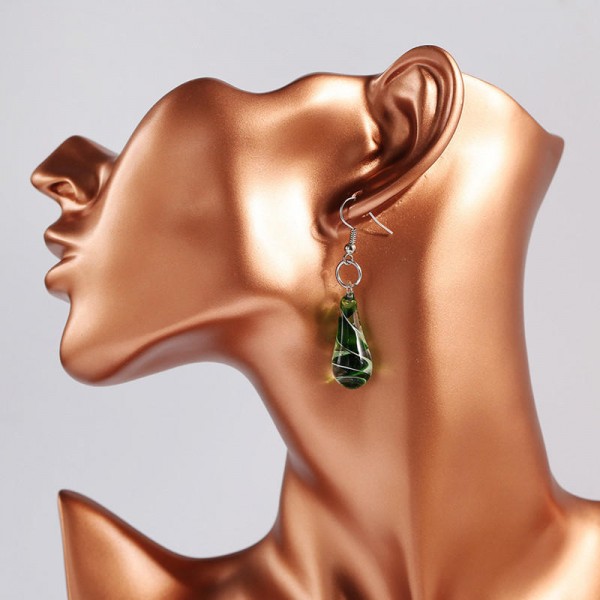  Women's Dangle Earrings Spiral Flower Colored Glaze Drop Piercing Earring Unique Gift