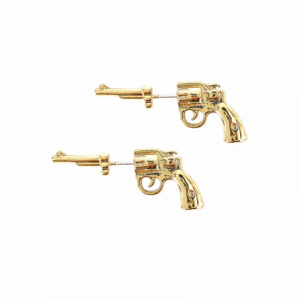 Punk Unisex Silver Gold Color Gun Stud Earring 925 Sterling Silver Needle Ear Jacket Earrings