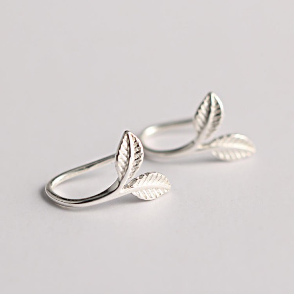 925 Sterling Silver Earrings Stylish Silver Leaf Ear Drop Lovely Earring Gift for Women