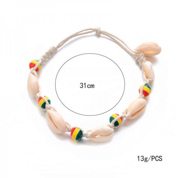 Sweet Colorful Wood Beads Shell Anklets Barefoot Sandals Foot Chain Cute Anklet for Women