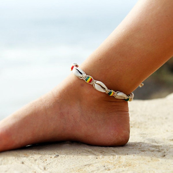 Sweet Colorful Wood Beads Shell Anklets Barefoot Sandals Foot Chain Cute Anklet for Women