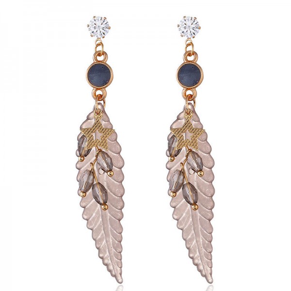 Fashion Feather Earring Star Rhinestones Acrylic Dangle Earrings Gift for Girls Women
