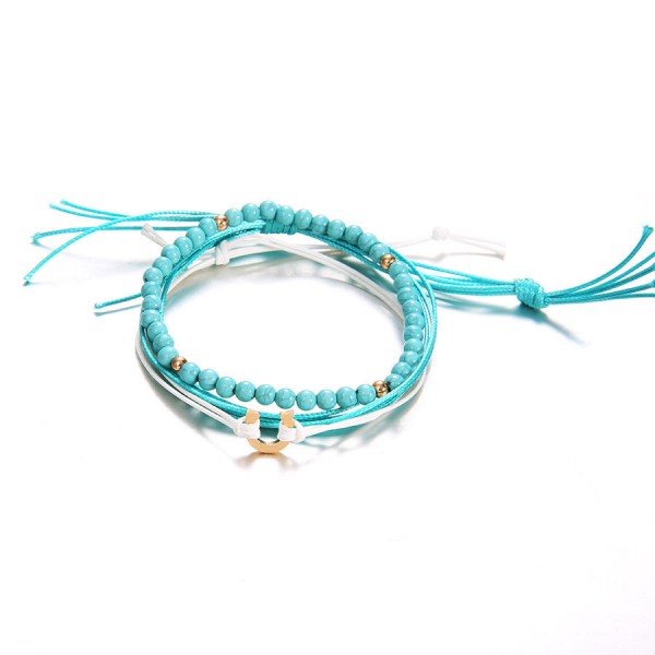  Blue Beaded Anklet A Set of Wax Rope Beads Multilayer Anklets Ethnic Jewelry for Women