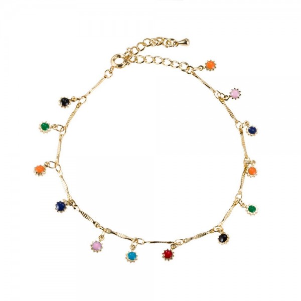 Fashion Anklet Gold Plated Colorful Zircon Tassels Anklet Elegant Accessories Jewelry for Women